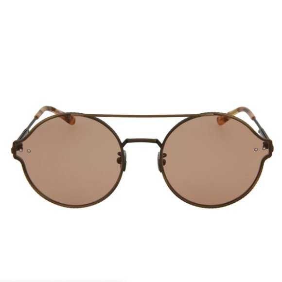 Bottega Veneta Unisex Havana Brown Round Metal Sunglasses!